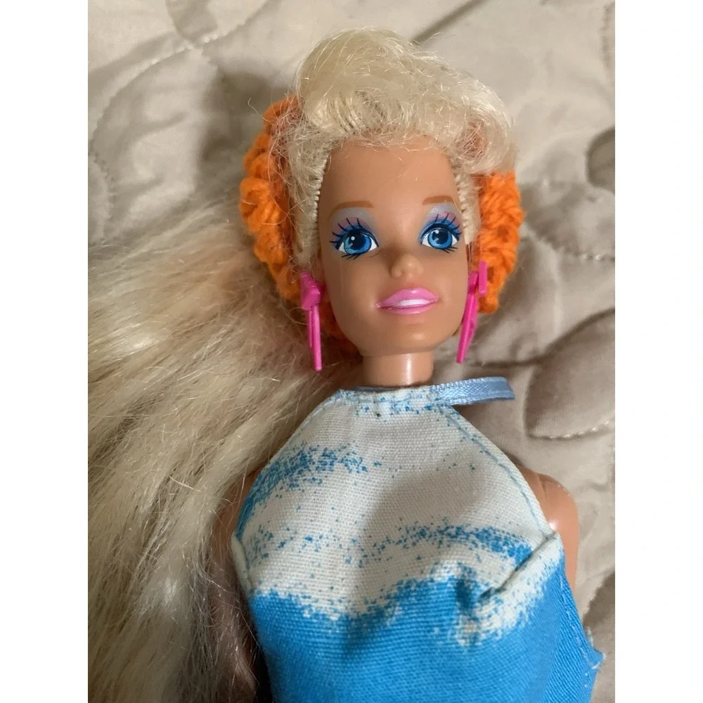 Vintage 1991 Totally Hair Barbie Blond Has Original Earrings